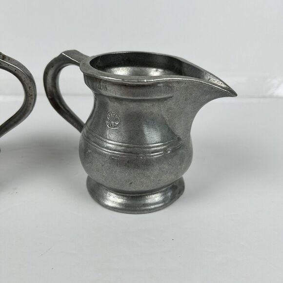 Vintage SMC Sexton Semetale Pewter Cream & Sugar MCM Colonial - Picture 3 of 16